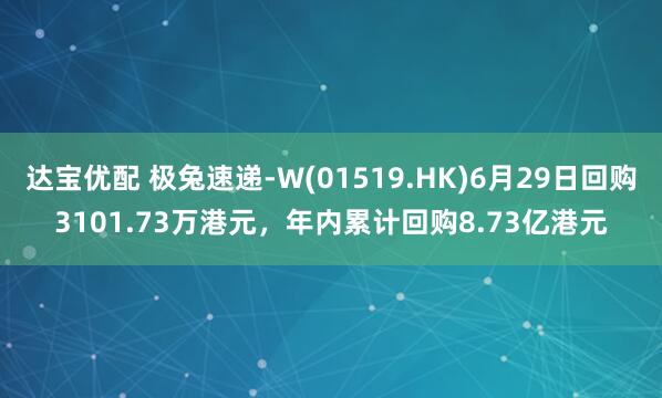 达宝优配 极兔速递-W(01519.HK)6月29日回购3101.73万港元，年内累计回购8.73亿港元